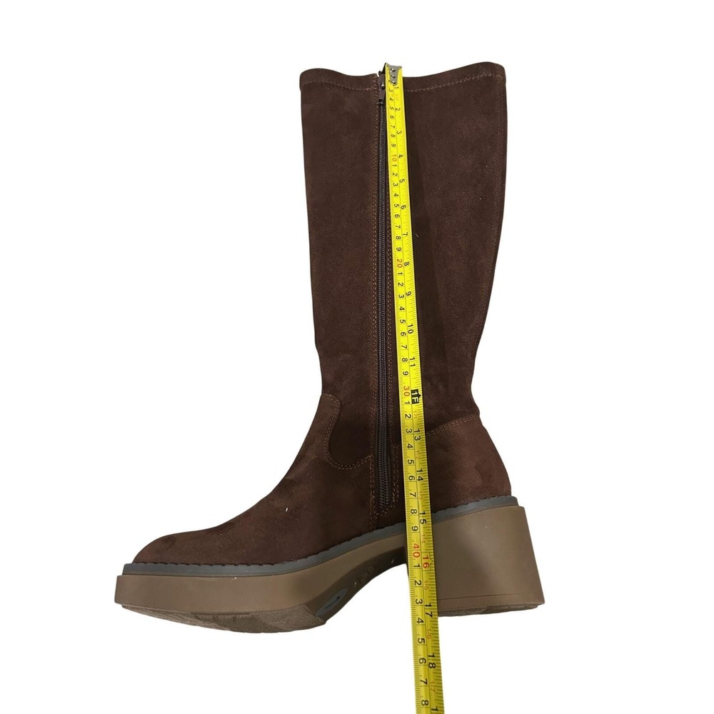 White Mountain Marcella Brown Faux Suede Platform Tall Boots Womens 7M Lug Sole - Picture 10 of 12